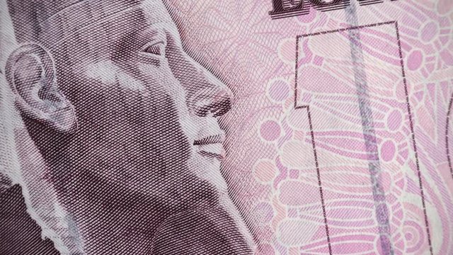 Egyptian 10 pounds (2003) banknote rotating, Egypt money close up. 4K UHD video footage.