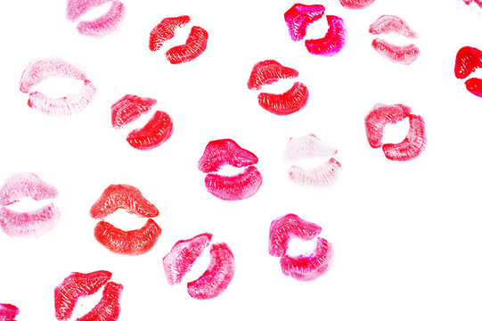  lips kisses background around white