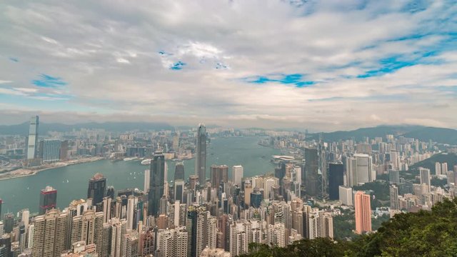 Hong Kong time lapse 4K, city skyline timelapse view from Victoria Peak