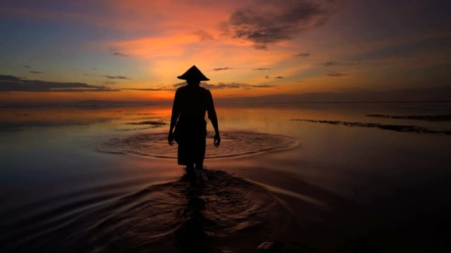 Male fisherman from the indigenous community of Indonesia working outdoors