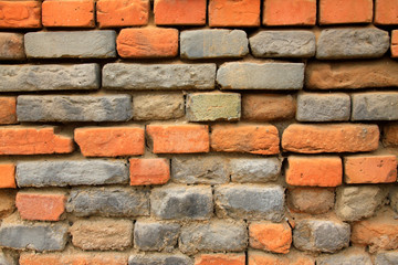 debris red brick wall