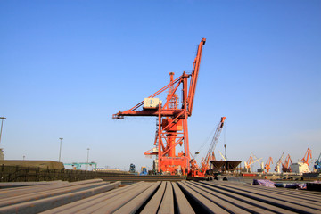 Fototapeta na wymiar gantry crane in cargo berth