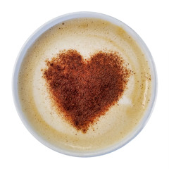 Cappuccino Heart Isolated Over White