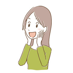 喜ぶ　嬉しい　女性　一人　上半身