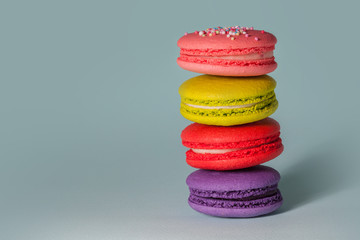 Beautiful bright macaroons. Sweet almond French dessert.