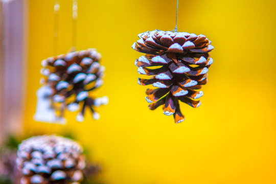 hanging fir tree cones , Christmas decoration