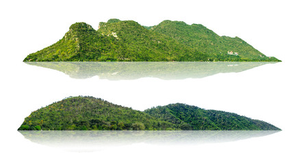 Mountain, isolated island on a white background with a trail