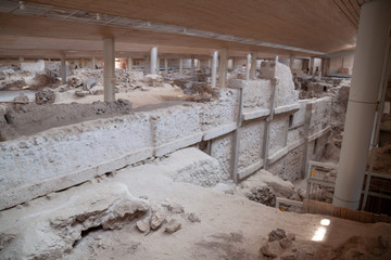 Akrotiri archaeological dig Santorini