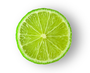 Lime slice isolated on white background