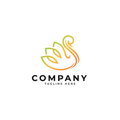 Minimalist outline lineart swan logo, swan vector icon