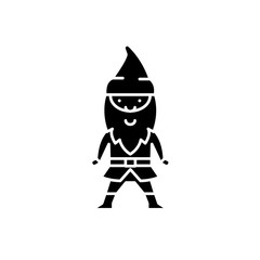 Elf black icon, concept vector sign on isolated background. Elf illustration, symbol