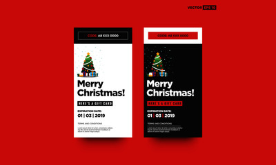 Merry Christmas Here's A Gift Card Code and Expiry Date with Tree Illustration