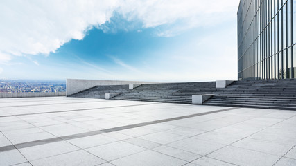 Fototapeta premium Panoramic city skyline and buildings with empty square floor