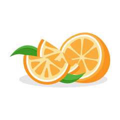 Orange Fruit, flat design vector isolated white background.