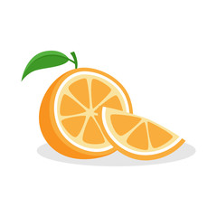 Orange Fruit, flat design vector isolated white background.