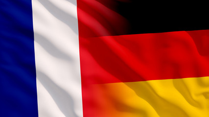 Waving France and Germany Flags