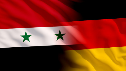 Waving Syria and Germany Flags