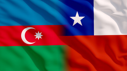 Waving Azerbaijan and Chile Flags