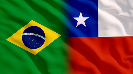 Waving Brazil and Chile Flags