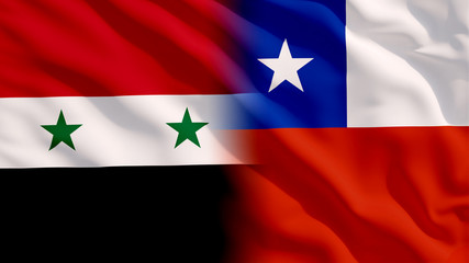 Waving Syria and Chile Flags