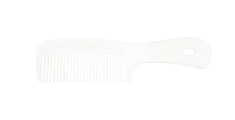 Close up white woman hair comb in horizontal  isolated on white background with clipping path
