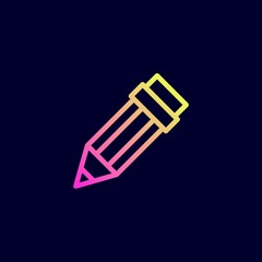 Pencil icon. Vector illustration in flat line style.