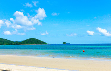 View Scenery of blue sea with clear blue sky in thailand
