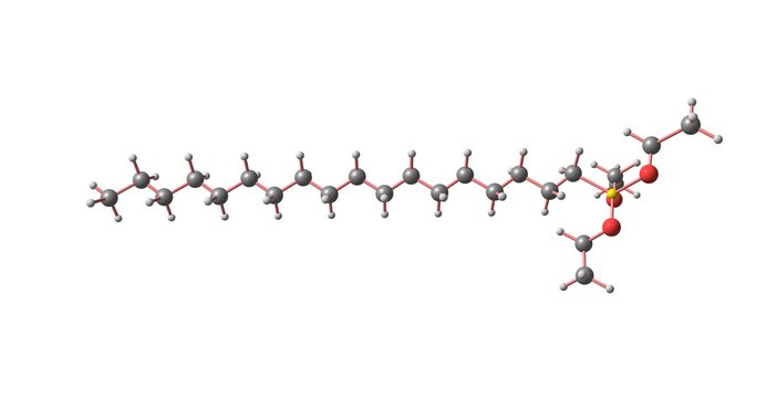 Octadecyltrimethoxysilane molecular structure isolated on white