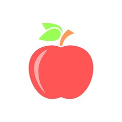 Red Apple icon. Vector illustration in flat minimalist style.