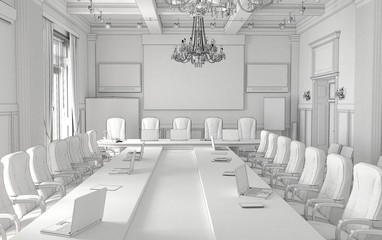 conference room, meeting room, interior visualization, 3D illustration