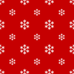Seamless white snowflake on red