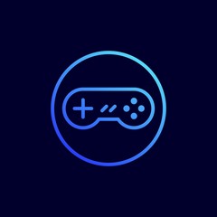 Gamepad icon. Vector illustration in flat line style.