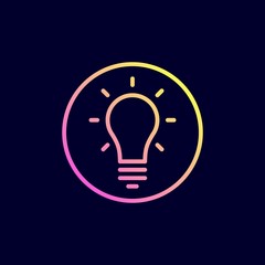 Light Bulb, Idea icon. Vector illustration in flat line style.