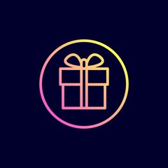 Gift icon. Vector illustration in flat line style.