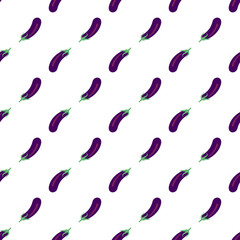 Fototapeta na wymiar Vector seamless pattern with hand drawn vegetables. Farm market products. Eggplants. Simple vegetarian food drawing.