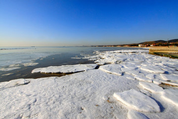 ice and snow natural landscape by the sea