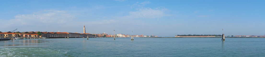 Fototapeta na wymiar Venice, Italy. Traveling with the boat in the Venice lagoon