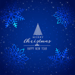 beautiful blue snowflakes background for merry christmas