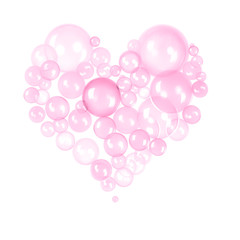 monochrome pink heart made of bubbles for creative design