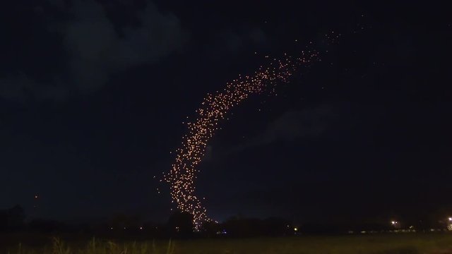 Mass Lantern Release, yi peng, loy krattong festival, floating thousands of lamps in Thailand amazing view from far away