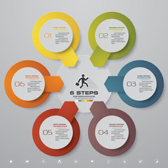 6 steps infographics element template chart for presentation.	