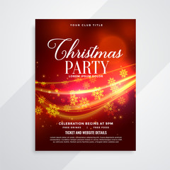 beautiful red christmas party flyer with light streak