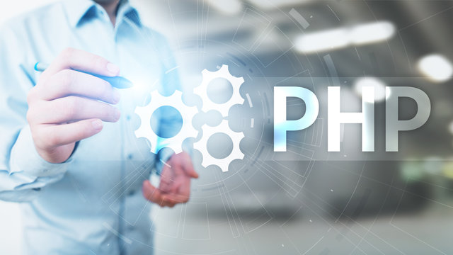 PHP Web development and coding internet and technology concept on virtual screen.
