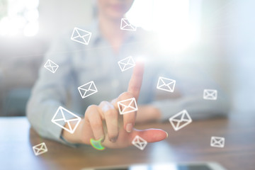 Messages icons on virtual screen. Communication concept.