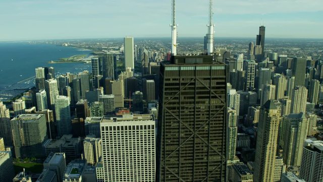 Aerial view of Willis Tower and Chicago waterfront