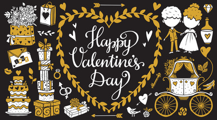Valentines day design elements, icons