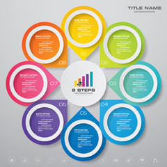 8 steps simple&editable process chart infographics element. EPS 10.	