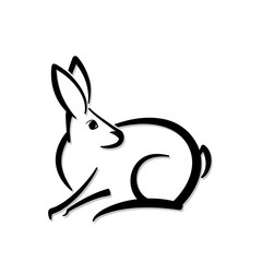 Abstract icon of a hare shape.