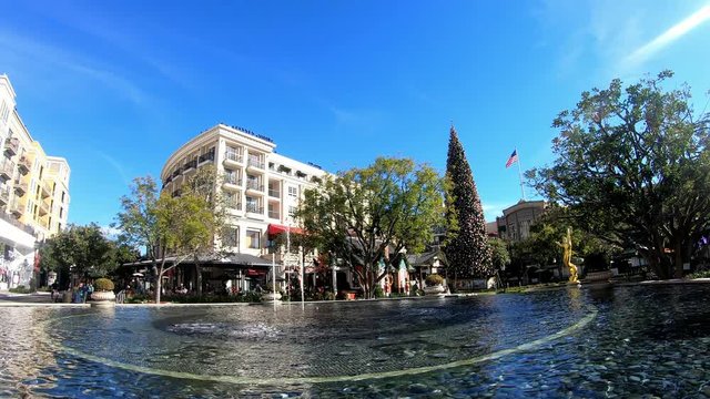 Afternoon of the fountain and the public art Spirit of American Youth in The Americana at Brand on NOV 26, 2018 at Los Angeles, California