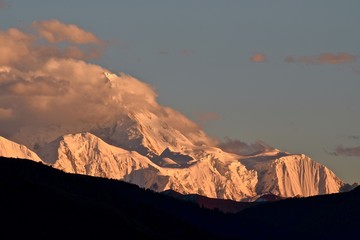 Mt. Gongga (Minya Konka, 7556m) at the evening, Sichuan, China. 